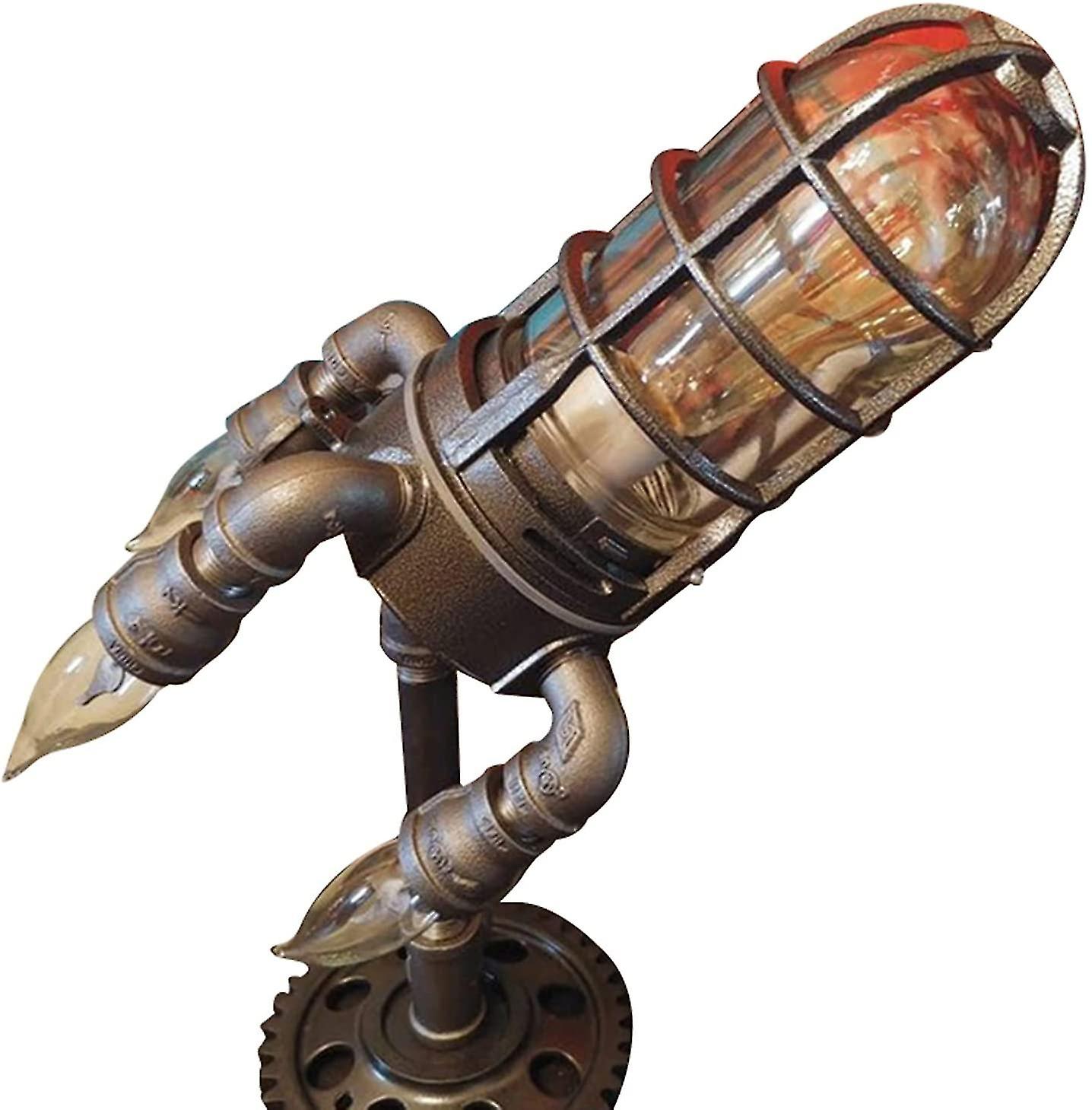 Steampunk Rocket Lamp Bedroom Desk Decoration Night Light Birthday Gift