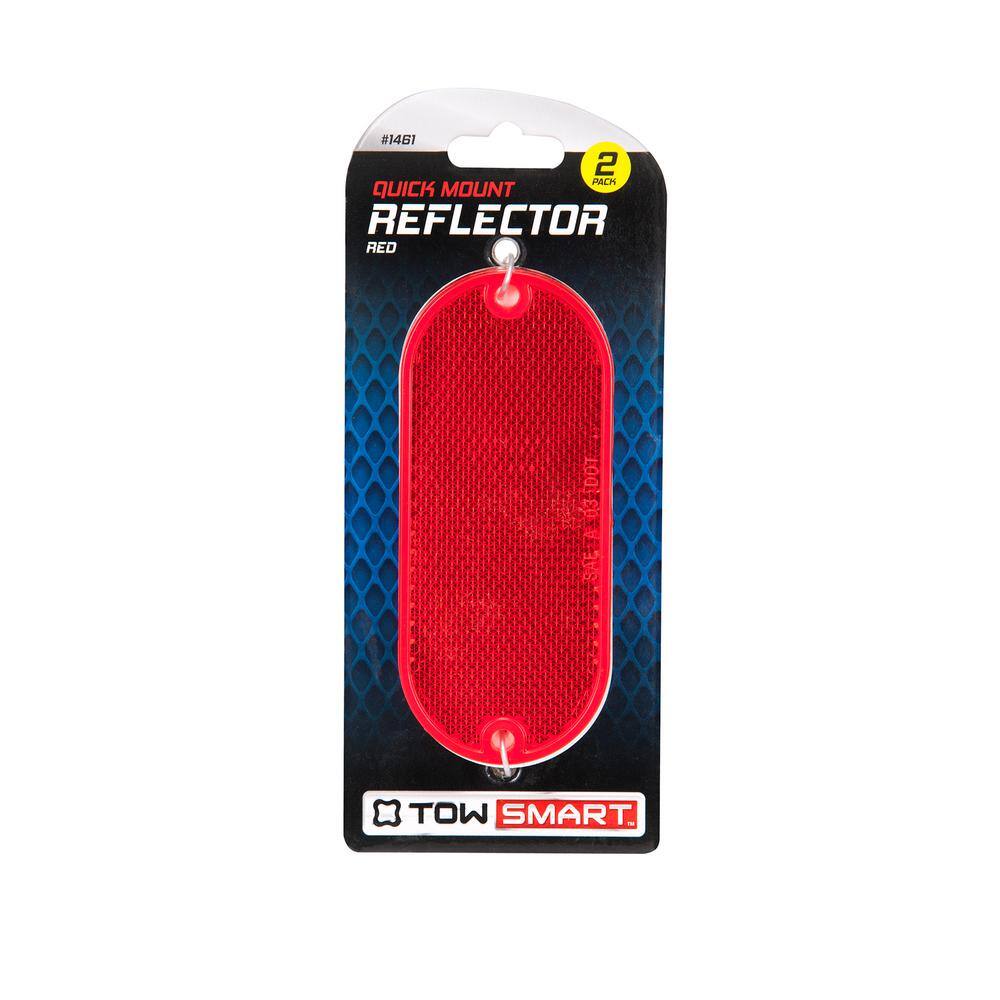 TowSmart 4-12 in. x 2 in. Red Quick Mount Oblong Reflector (2-Pack) 1461