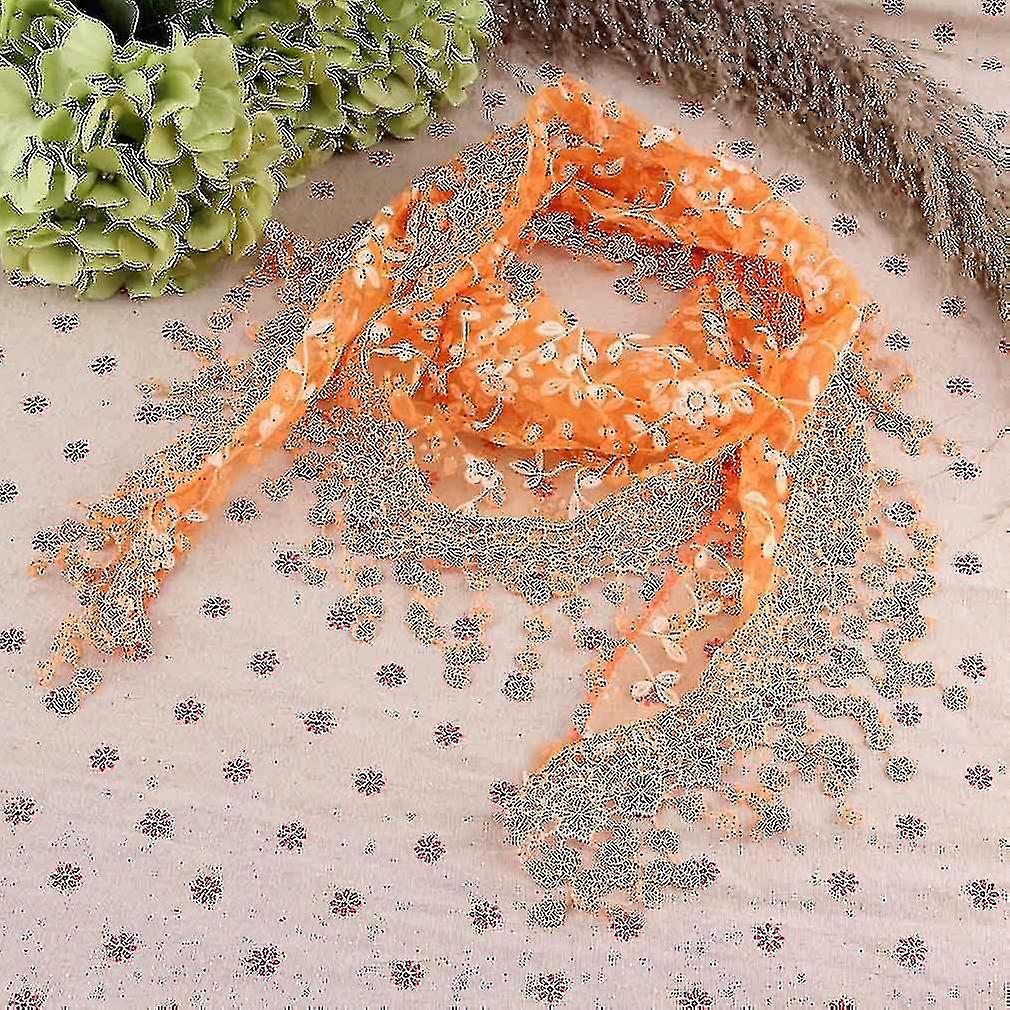 Women Lace Sheer Floral Print Triangle Veil Scarf Shawl Wrap Tassel