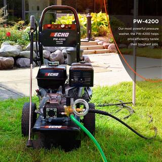 ECHO 4200 PSI 4.0 GPM Gas Cold Water Pressure Washer with Honda GX390 Engine and 50 Foot Hose with 4 Included Nozzle Tips PW-4200