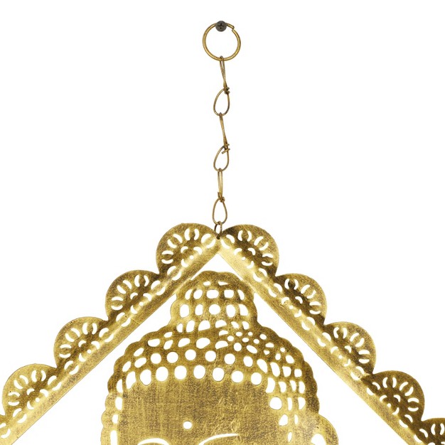 X 14 quot Eclectic Metal Buddha Windchime With Beaded Strands Gold Olivia amp May