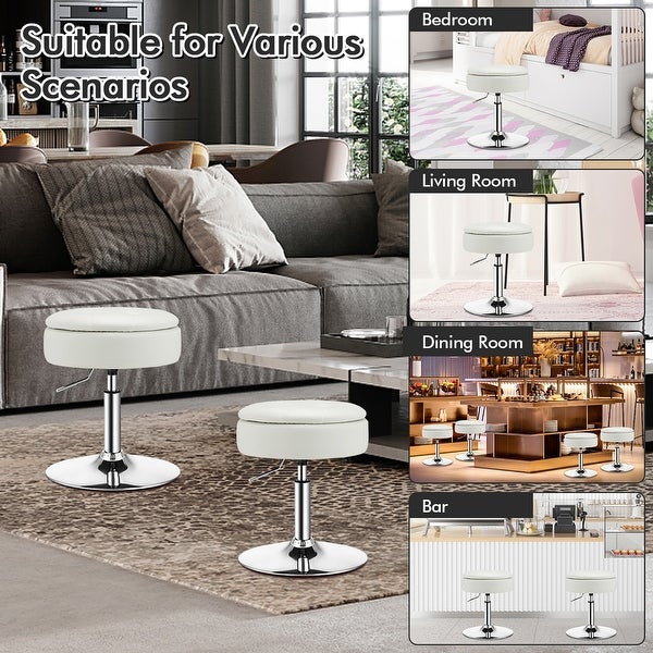 Costway Set of 4 Adjustable?Vanity Stool 360° Swivel Storage Makeup - See Details