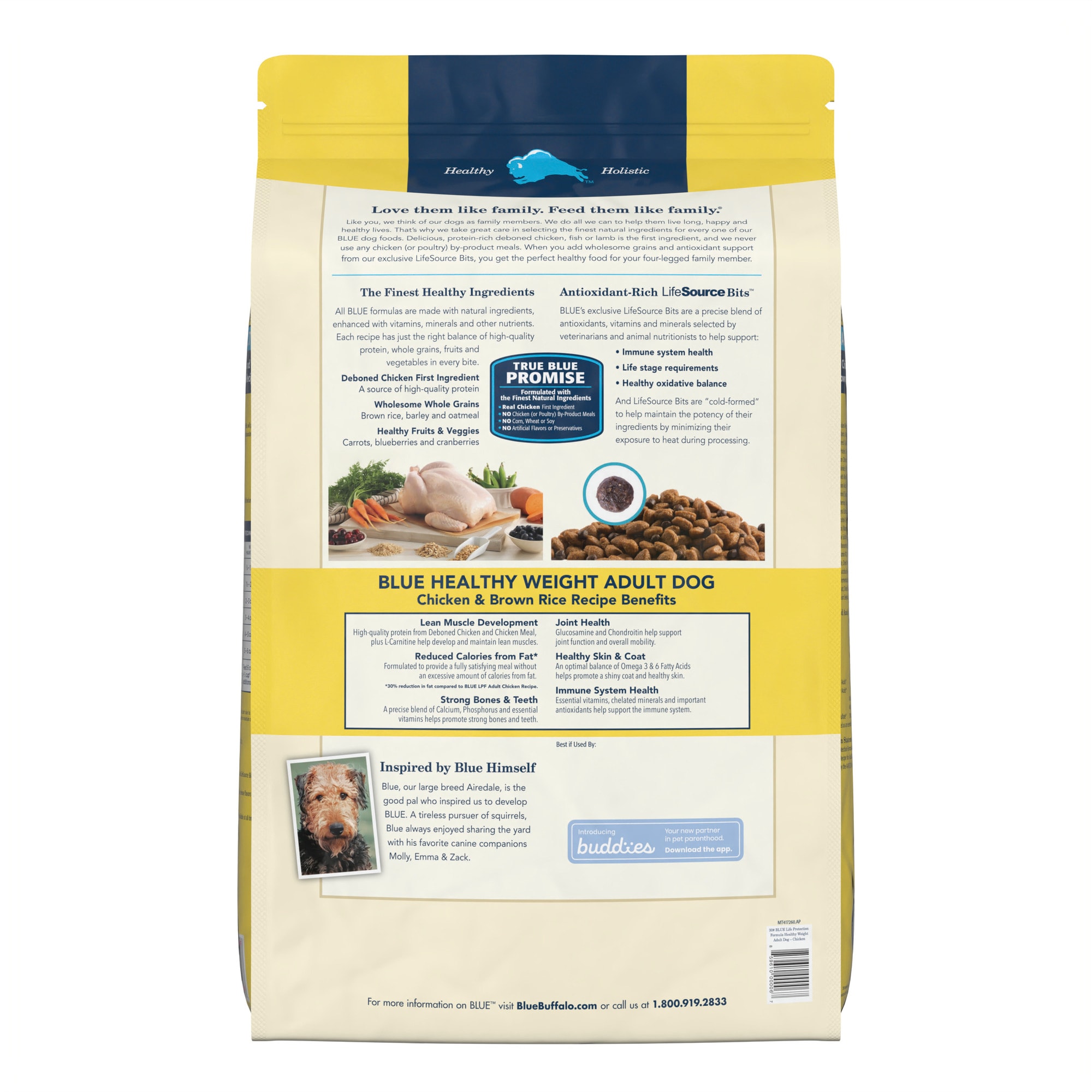 Blue Buffalo Life Protection Formula Natural Adult Healthy Weight Chicken and Brown Rice Dry Dog Food， 30 lbs.