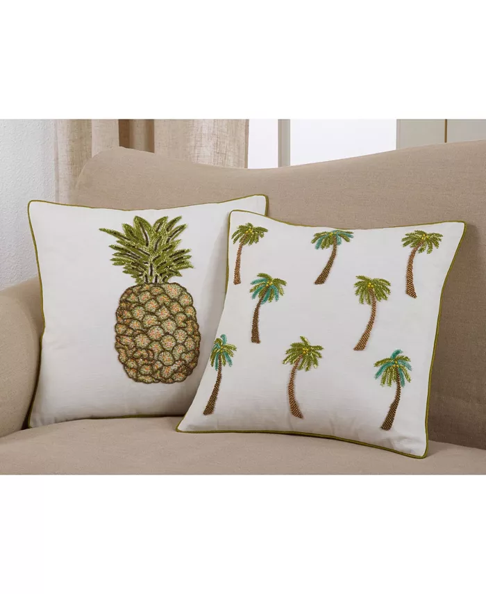 Saro Lifestyle Pineapple Beaded Decorative Pillow， 18 x 18