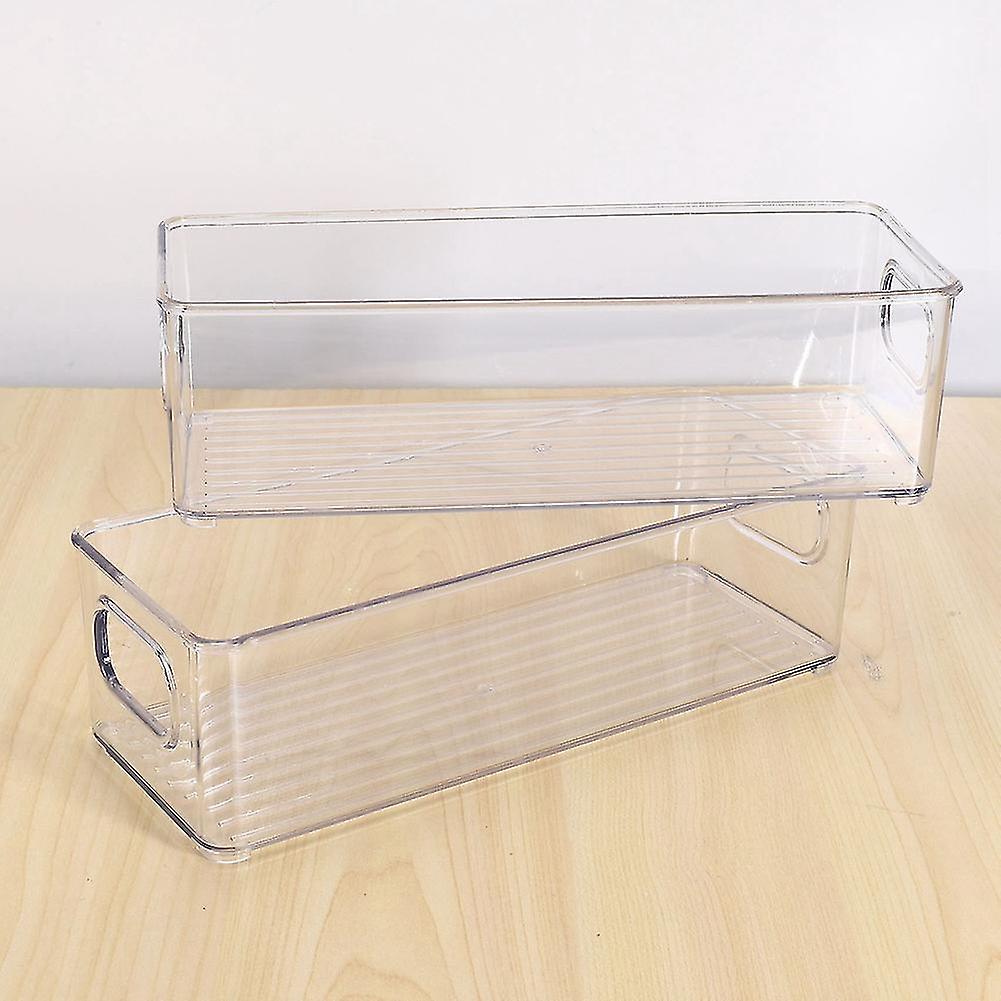 4 Pcs Refrigerator Organizer Bins， Clear Stackable Plastic Food Storage Rack With Handles For Pantr