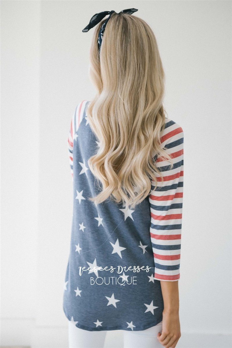 Stars & Stripes Baseball Sleeve Top