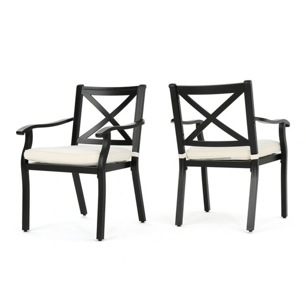 Exuma 7pc Cast Aluminum Dining Set Black Christopher Knight Home