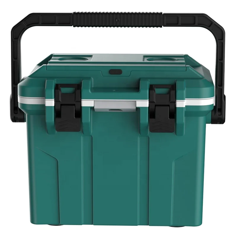 Promotion price COB16 green beach cooler box lightweight hard cooler plastic portable cool box for beach hiking