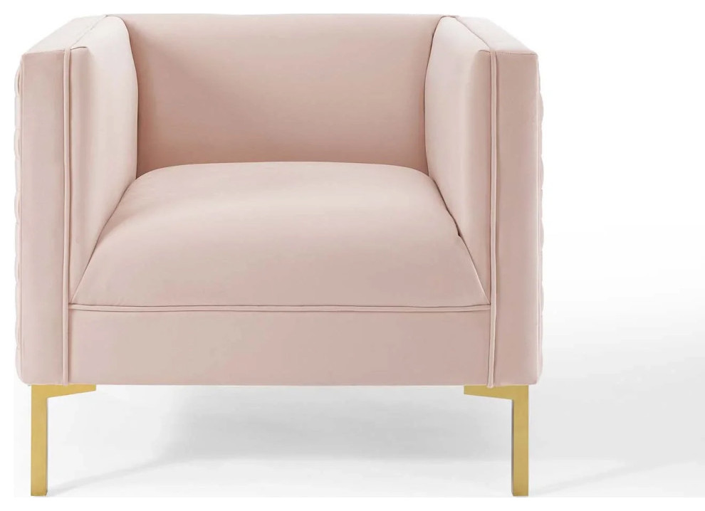 Millie Pink Performance Velvet Armchair   Contemporary   Armchairs And Accent Chairs   by Virgil Stanis Design  Houzz