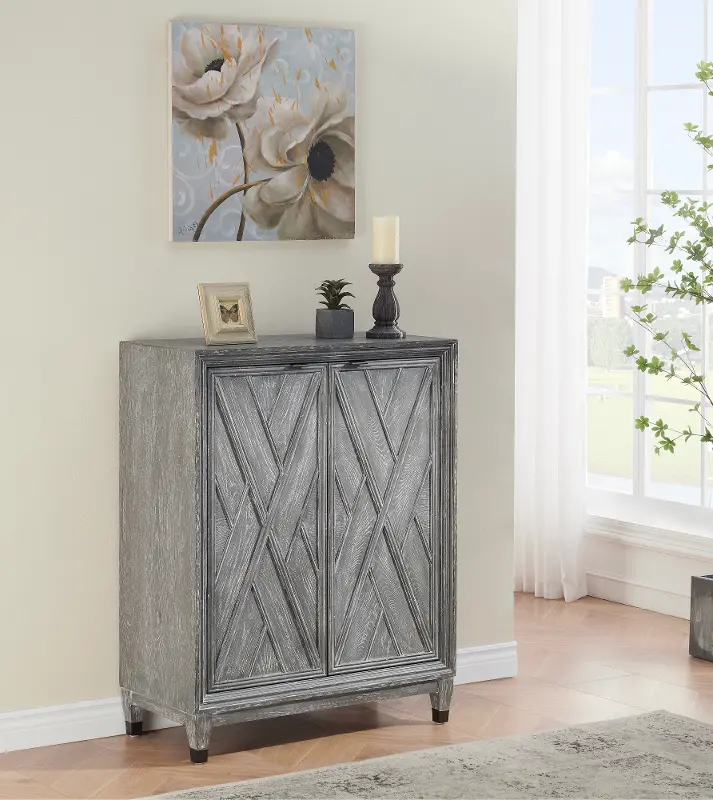 Distressed Gray Wine Cabinet