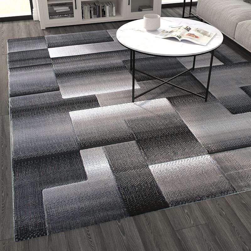 Masada Rugs Masada Rugs Trendz Collection 8'x10' Modern Contemporary Area Rug in Black， White and Gray-Design Trz861