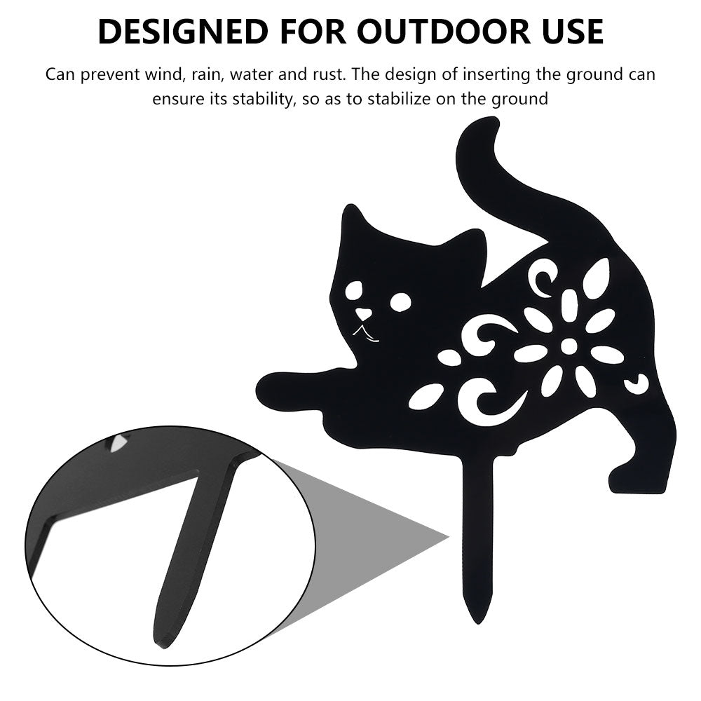 Miuline 3 Pack Black Cat Silhouette Garden Statues Decorative Outdoor Statues Animal Stakes for Yard Decor Lawn