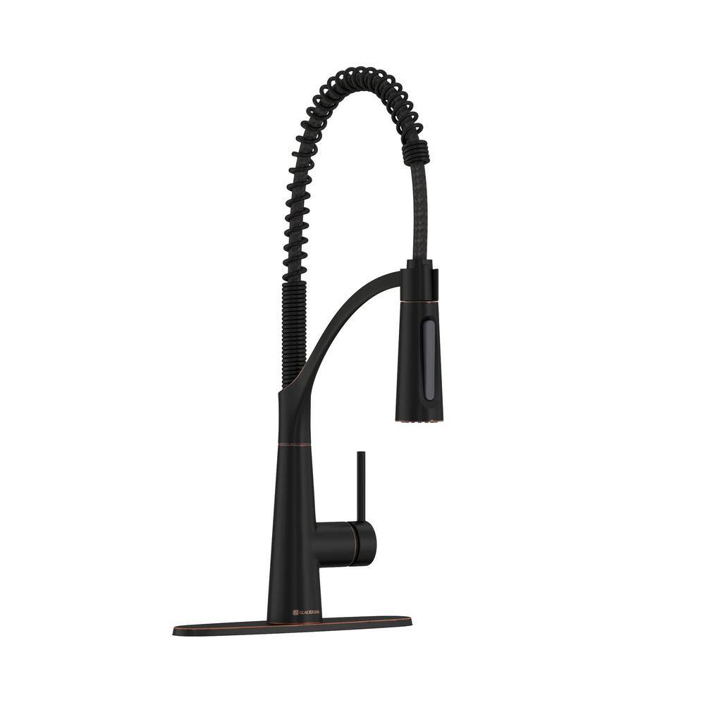 Glacier Bay Brenner Commercial Style Single-Handle Pull-Down Sprayer Kitchen Faucet in Oil Rubbed Bronze Finish FP4F0005ORB