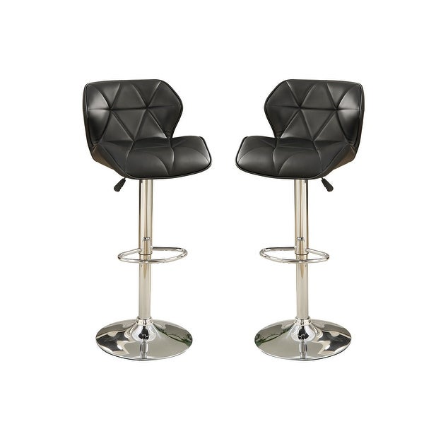 Adjustable PU Bar Stools With Footrest， Set of 2