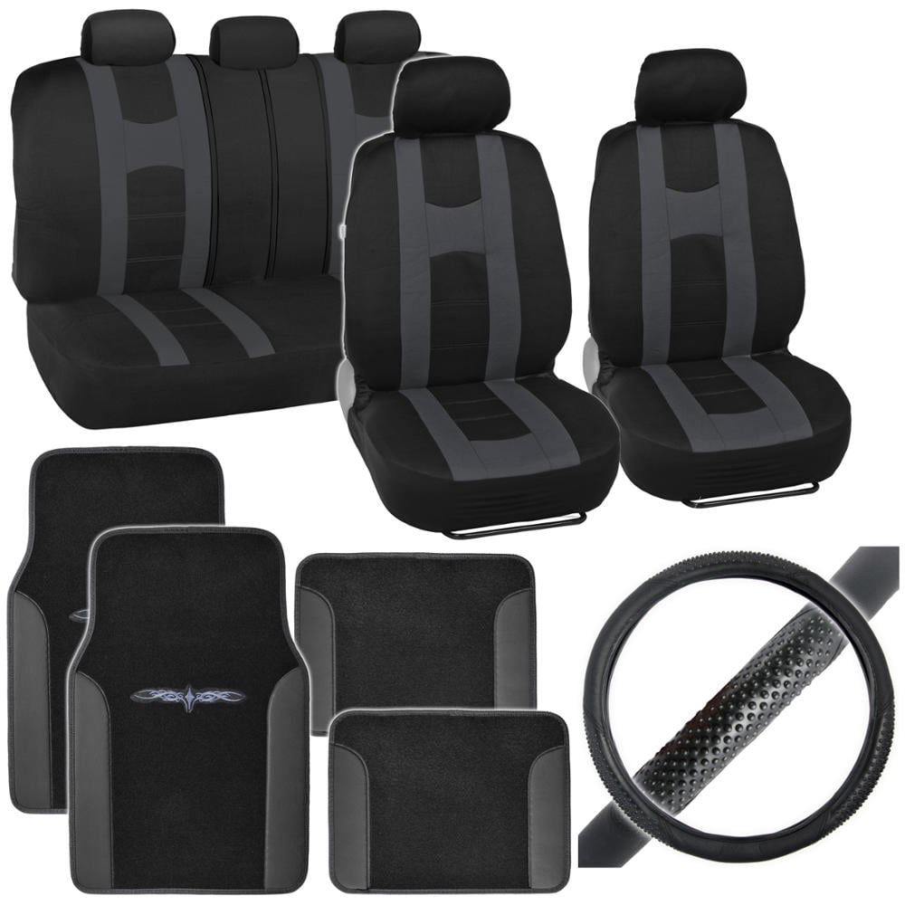 BDK Rome Sport Car Seat Covers with Floor Mats and Steering Wheel Cover Full Set