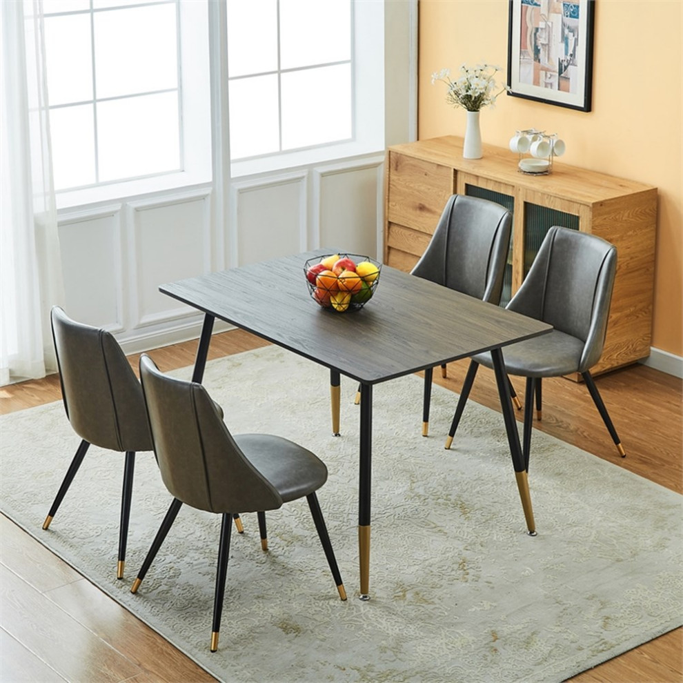 Homycasa 32.7 quotH Modern Leather Dining Chair in Gray (Set of 2)   Midcentury   Dining Chairs   by Homesquare  Houzz