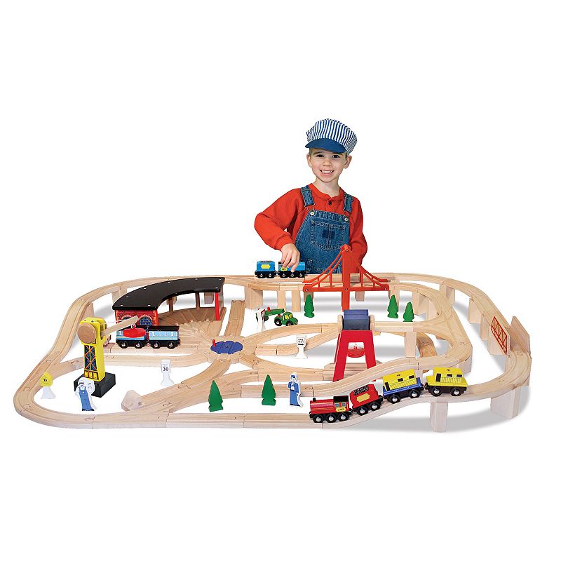 Melissa and Doug Deluxe 130-Piece Wooden Railway Train Set