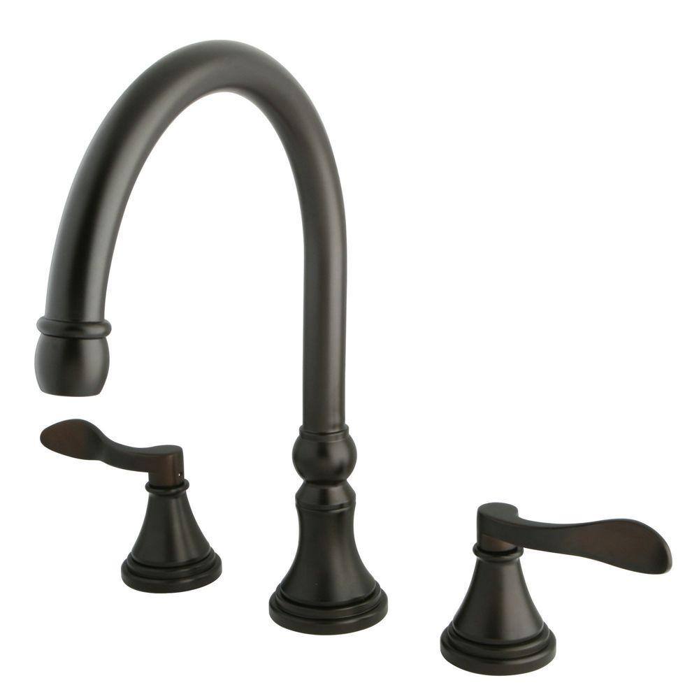 Kingston Brass French 2-Handle Deck-Mount Roman Tub Faucet in Oil Rubbed Bronze HKS2345DFL