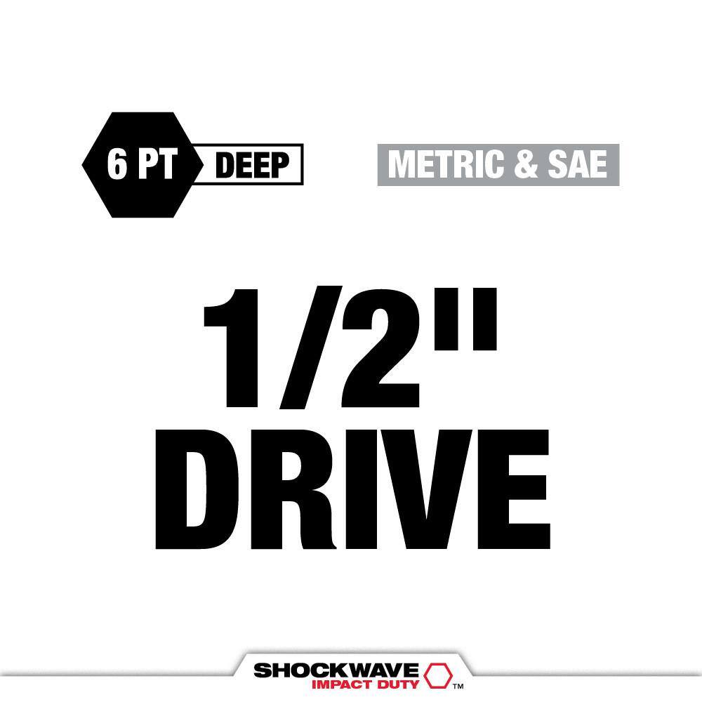 MW SHOCKWAVE Impact-Duty 12 in. Drive Metric  SAE Deep Well PACKOUT Impact Socket Set wScrew Driver Bit Set (131-Piece) 49-66-6806​-48-32-5150