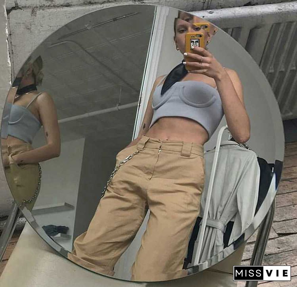 High Waisted Baggy Carrot Trousers Cargo Pants With Chains