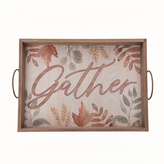 Transpac Wood Brown Harvest Autumn Elegance Tray