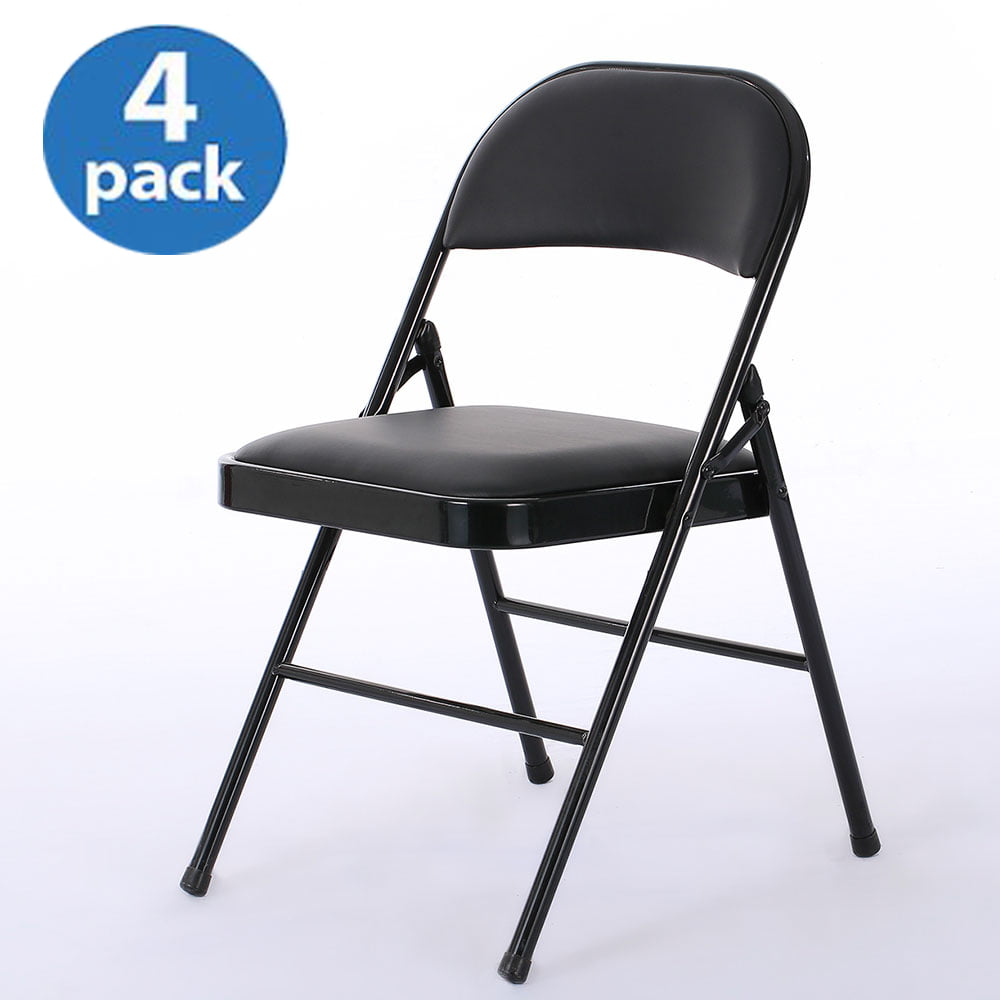 Ktaxon Set of 4 Folding Chairs Fabric Upholstered Padded Seat Metal Frame Home Office