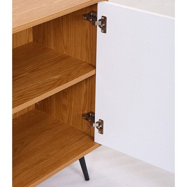 Light Brown and White Storage Console Cabinet Table