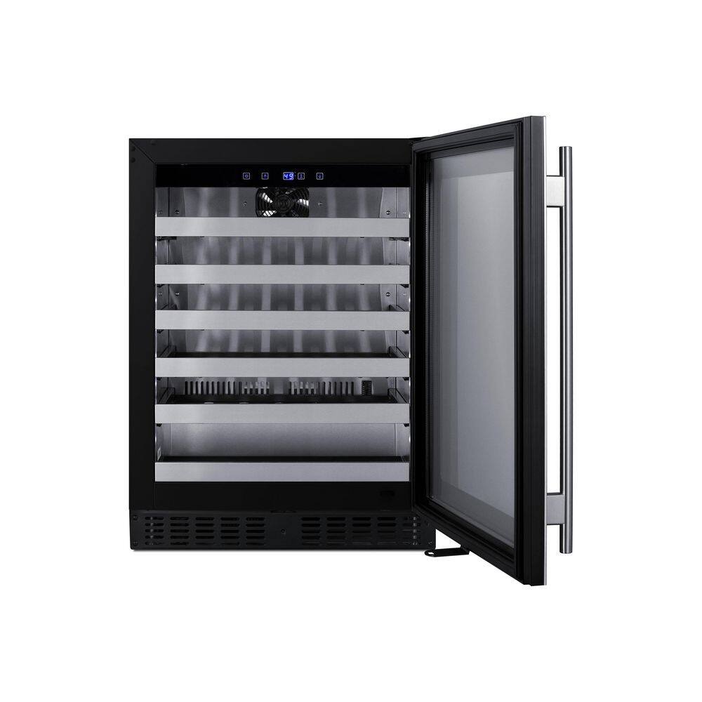 Summit Appliance 24 in. Shallow Depth Single Zone 33-Bottle Built-In Wine Cooler in Stainless Steel ADA Compliant ASDW2412