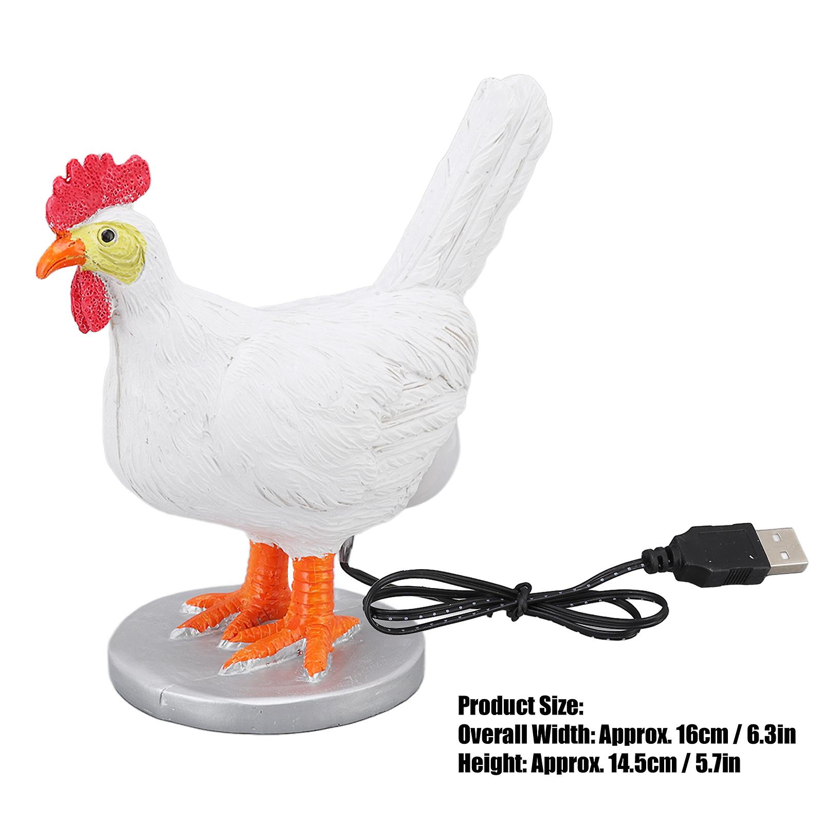 Resin Chicken Egg Night Light With Usb Funny Hen Laying Lamp16cm/6.3 Inches， Height Is About 14.5cm/5.7 Inches.