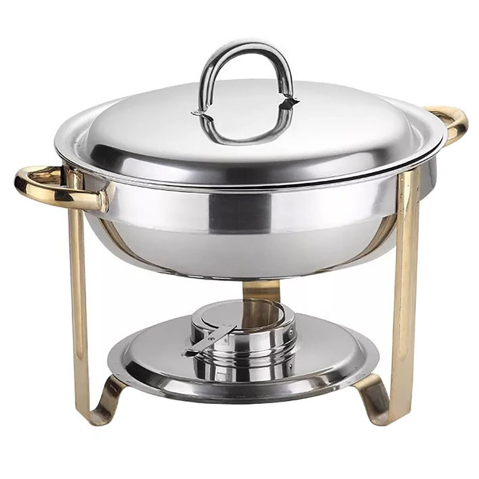 4 Liters Round Chafing Stainless Steel Buffet Food Warming Container With Lid Round Chafing Dish Food Warmer Tray Buffet Catering Food Grade Stainless Steel Round Buffet Chafing Dish Warmer