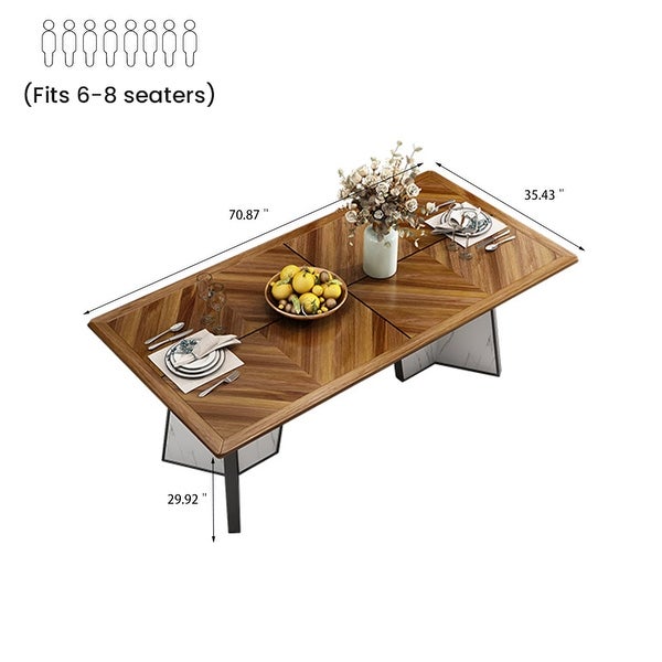 Wood Dining Table Kitchen Table for 6(Ebony Solid Wood Tabletop)