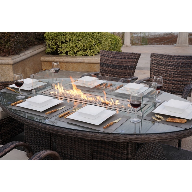 Ellington Outdoor Oval Wicker Firepit Table