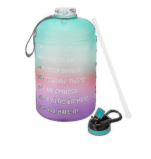 Plastic Sports Water Bottle Large Capacity Gradient Ribbon Scale Outdoor Water Bottle