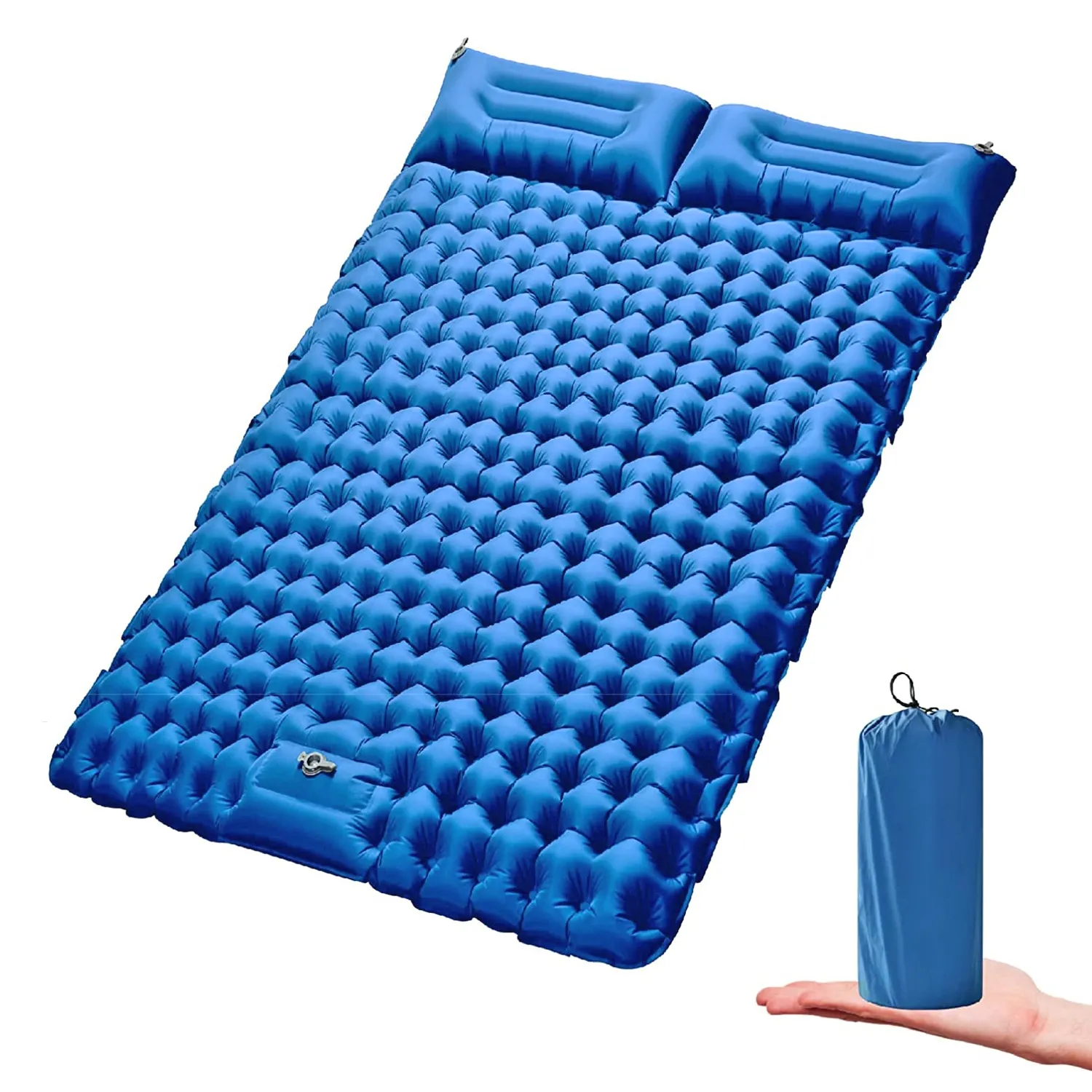 Double Sleeping Pad Ultralight Extra Thick TPU Composite 2 Person Camping Mattress Mat Inflatable Sleeping Pad with Foot Pump