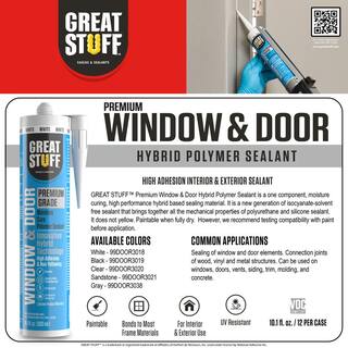 GREAT STUFF 10.1 fl. oz. Gray Premium Window and Door Hybrid Polymer Sealant (12-Pack) 99DOOR3038X12