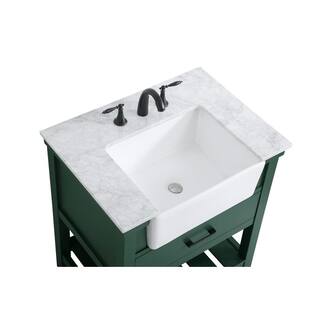 Timeless Home 22 in. W x 30 in. D x 34.125 in. H Bath Vanity in Green with Carrara White Marble Top TH120260GN