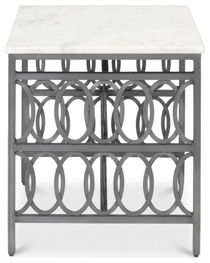 Olympia Square Side Table White Marble Top   Traditional   Side Tables And End Tables   by Sideboards and Things  Houzz