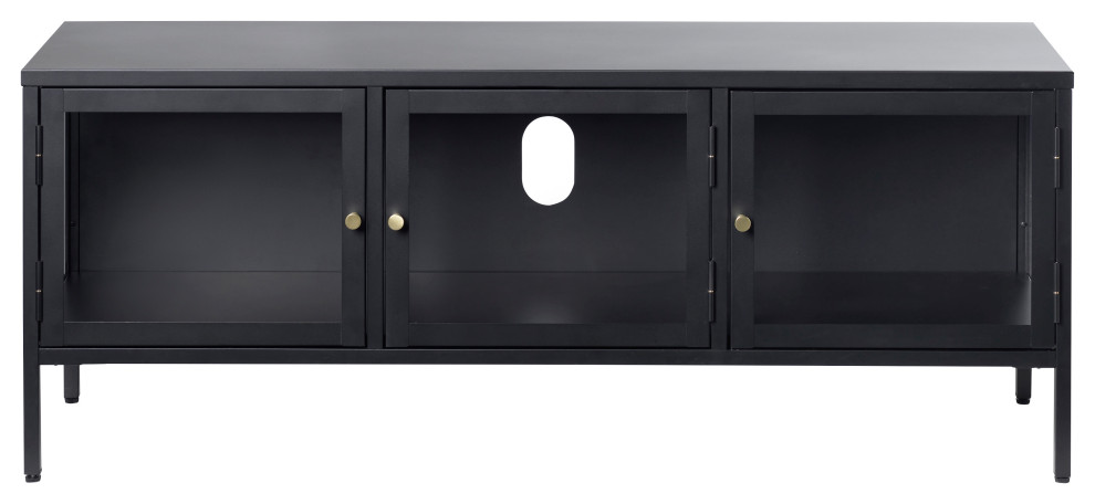 20.5H x 15.7W x 52D Black/ Gold TV Low Board Cabinet   Industrial   Entertainment Centers And Tv Stands   by IDEAZ International  LLC  Houzz