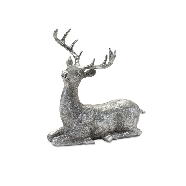 Set of 2 Silver Deer Christmas Tabletop Figurines 13.25