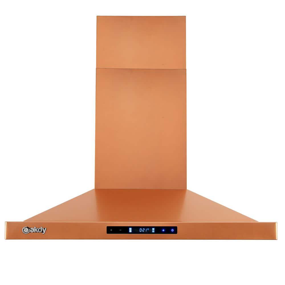 AKDY 30 in Convertible Wall Mount Copper Stainless Steel Kitchen Range Hood with Touch Panel