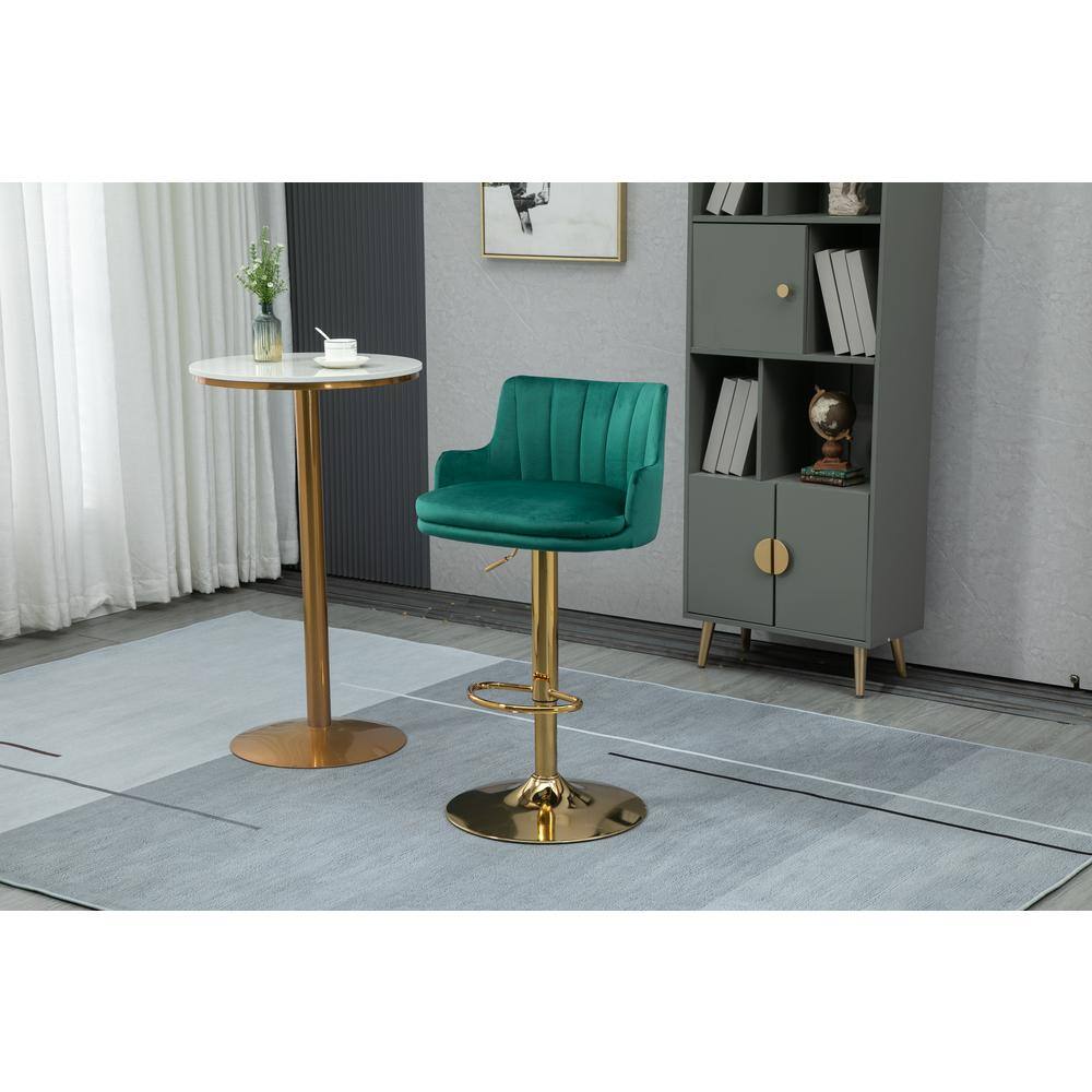 ZIRUWU 42.13 in.Emerald Metal Bar Stool with Back and Footrest Counter Height Bar Chairs ZZQ-JBY721A18