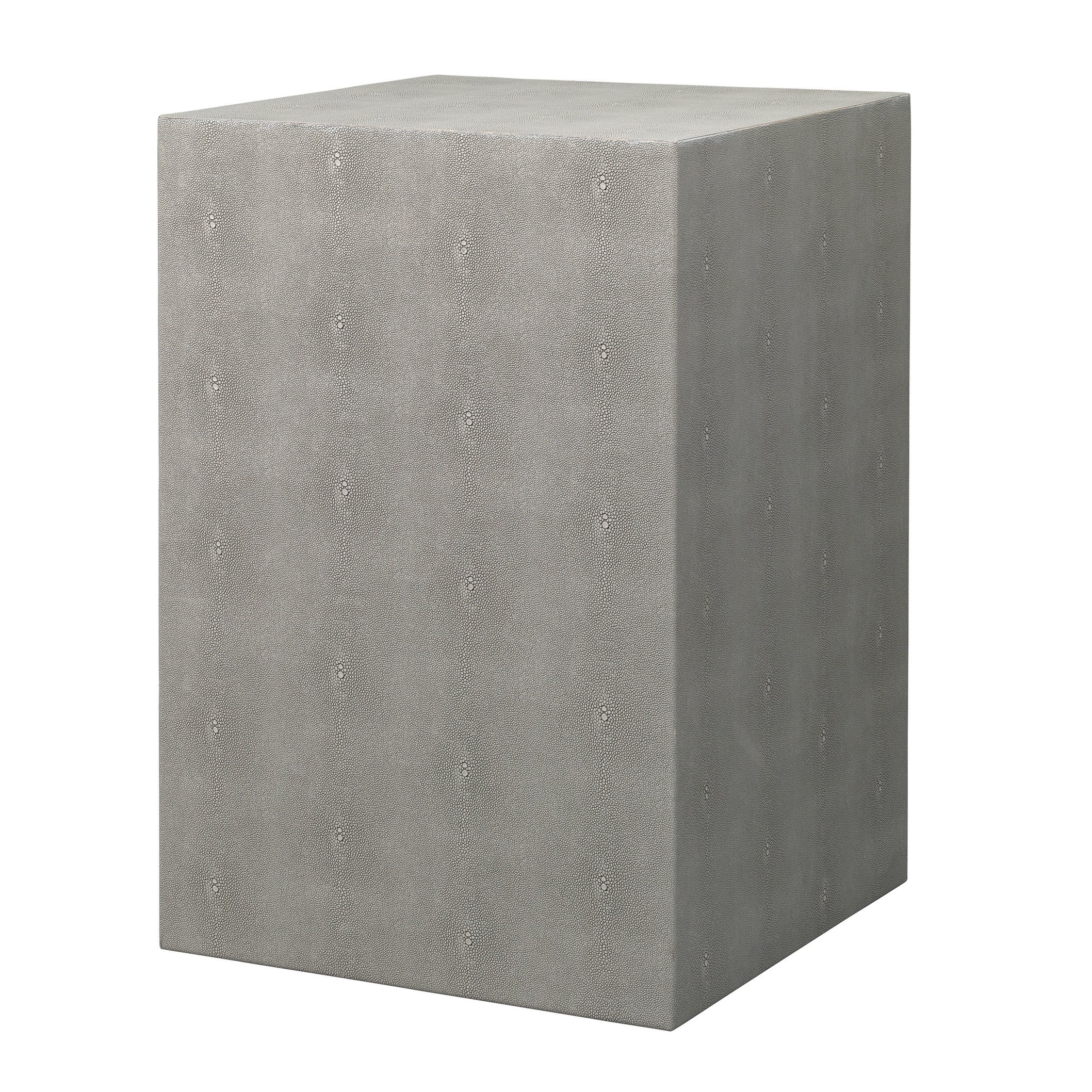 Alden Décor Esme Faux-Shagreen Square Side Table， Grey