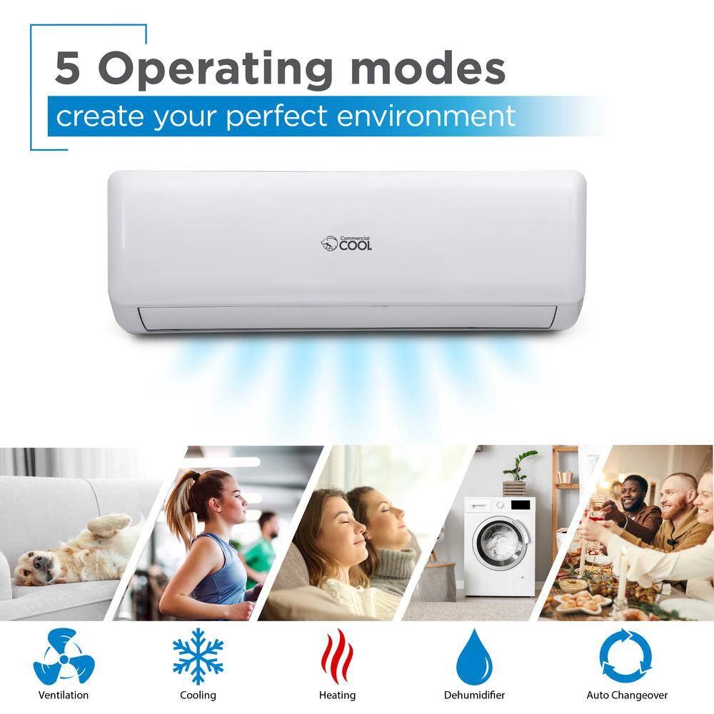 Commercial Cool 12000 BTU 1 Ton Ductless Mini Split Air Conditioner with Heat Pump 17 SEER 220-Volt60 Hz CSAH1220AC