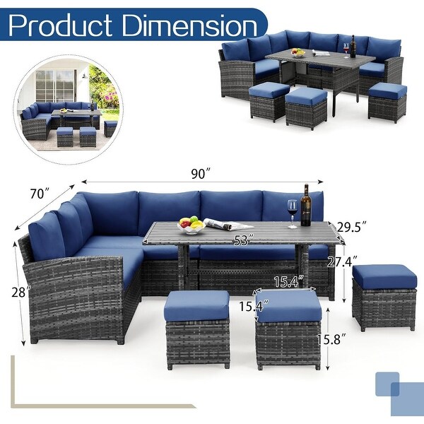 AECOJOY 7 Pieces Patio Furniture Set Outdoor Sectional Sofa Rattan Conversation Set