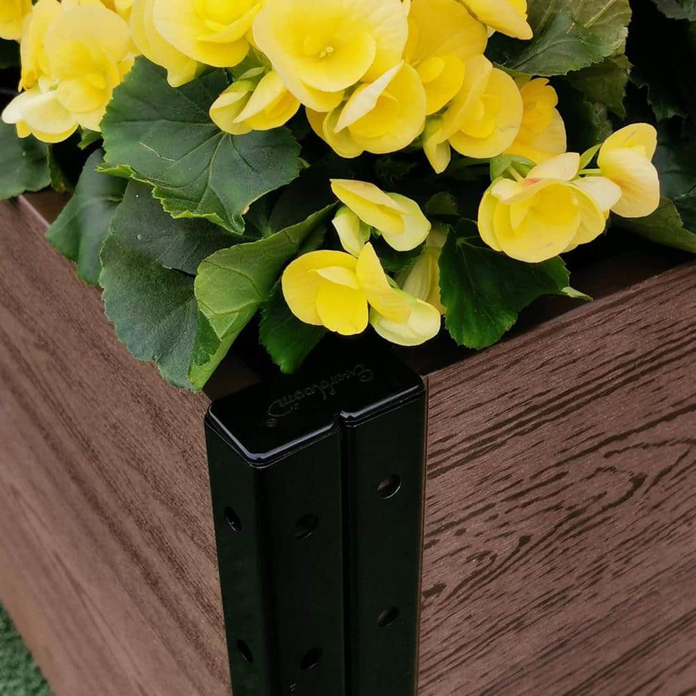 EverBloom Deep Trough Brown Composite Board and Steel Raised Planter with Trellis K2106