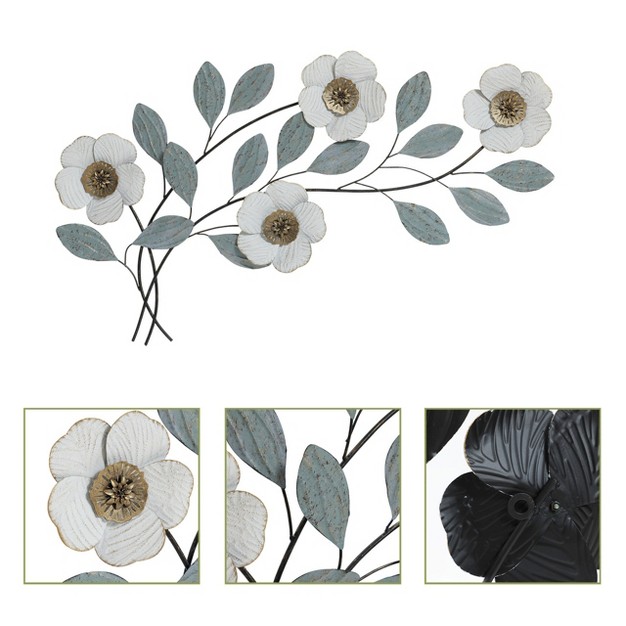 Luxenhome Magnolia Flowers Metal Wall Decor Multi color