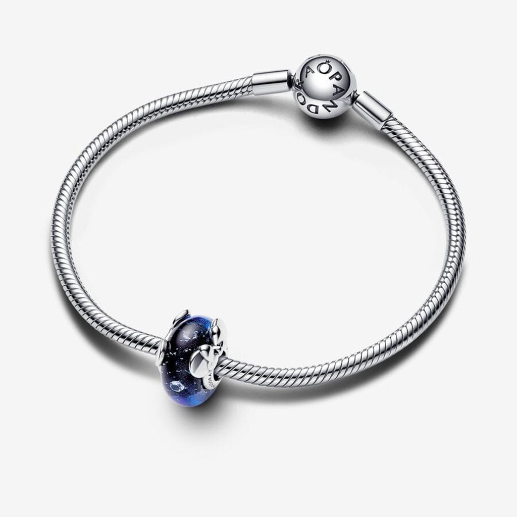 PANDORA  Disney Mickey Mouse & Minnie Mouse Blue Murano Glass Charm