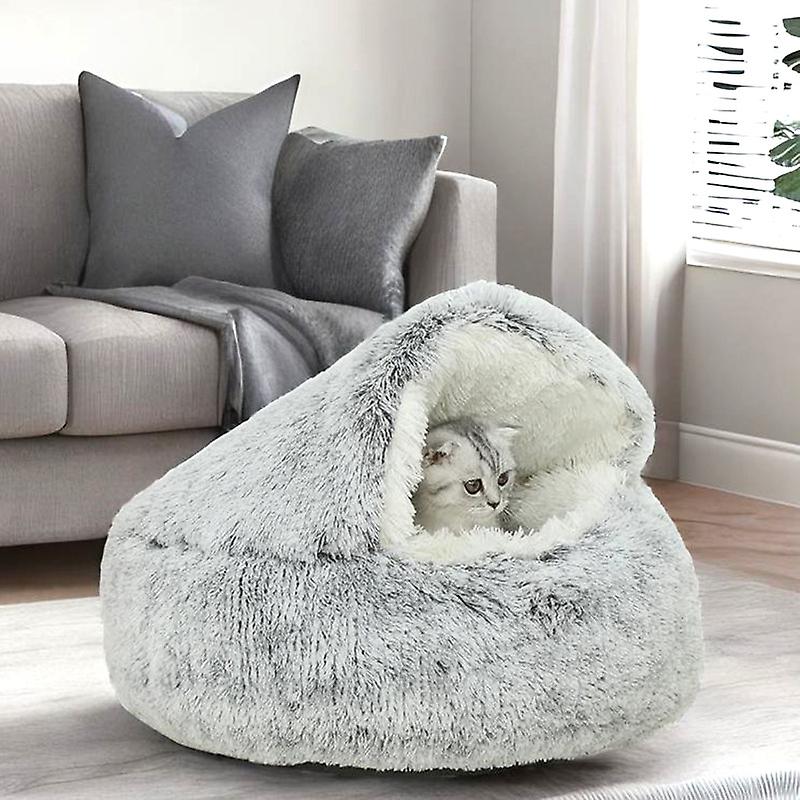 New Plush Dog's Nest Crystal Plush Round Half Pack Cat's Nest Warm And Comfortable Sleep Plush Round Cat's Nest Four Seasons Nest