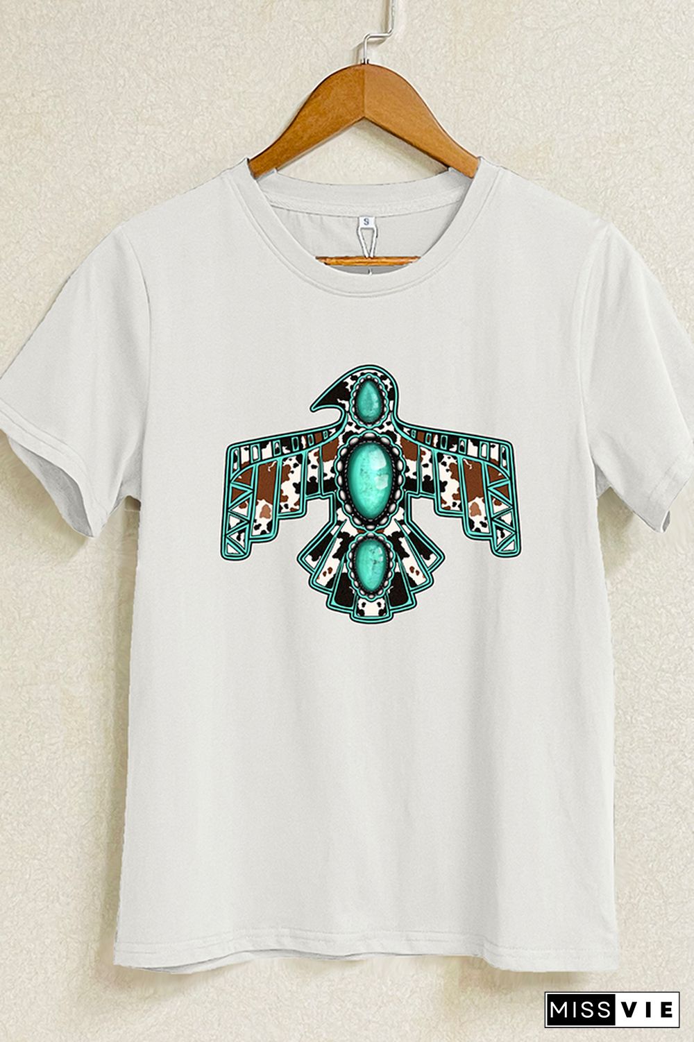 Cowhide Turquoise Thunderbird Graphic T-Shirt Wholesale