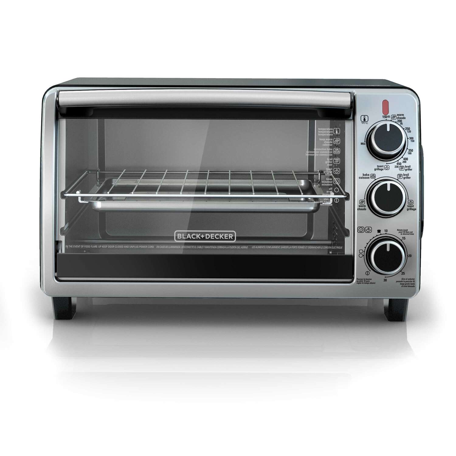 Black+Decker Stainless Steel Silver 6 slot Convection Toaster Oven 9.7 in. H X 15.9 in. W X 12 in. D